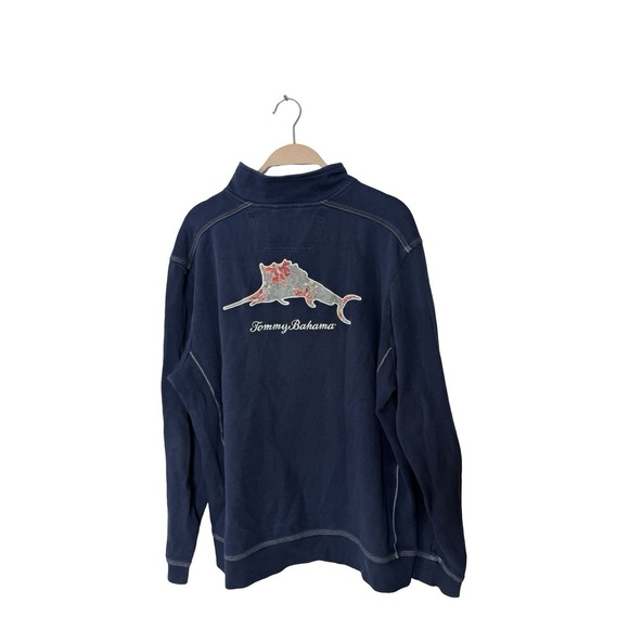 Tommy Bahama Other - Tommy Bahama blue applique  Large Long Sleeve‎ Cotton Activewear 1/4 Zip Top